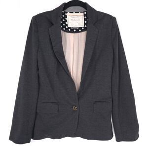 ANTHROPOLOGIE CARTONNIER Women’s Elbow Patch Blazer SMALL Jacket Gray Preppy